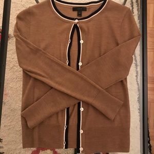 Contrast Trim Lightweight Wool Jackie Cardigan